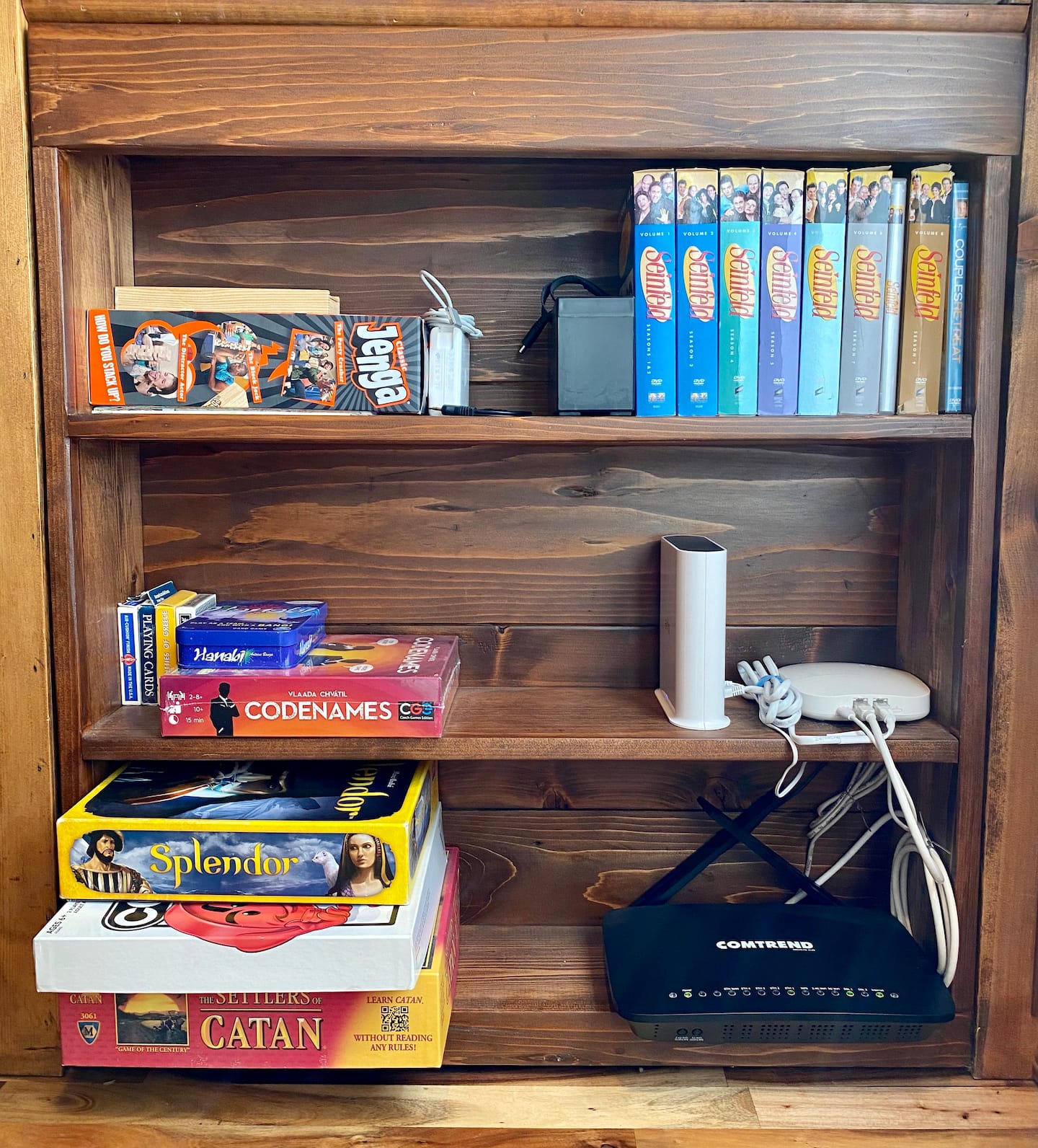 Board games if you get bored and WiFi is available for guests