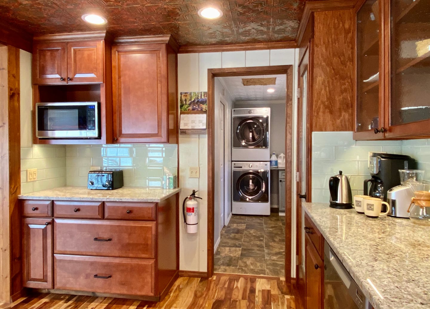 Looking back out of the kitchen into the laundry room